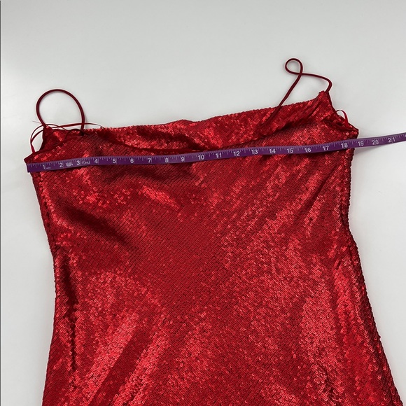 Zara Sequin Spaghetti Strap Red Holiday Mini Dress Blogger Fav festive Party lg - Picture 5 of 10